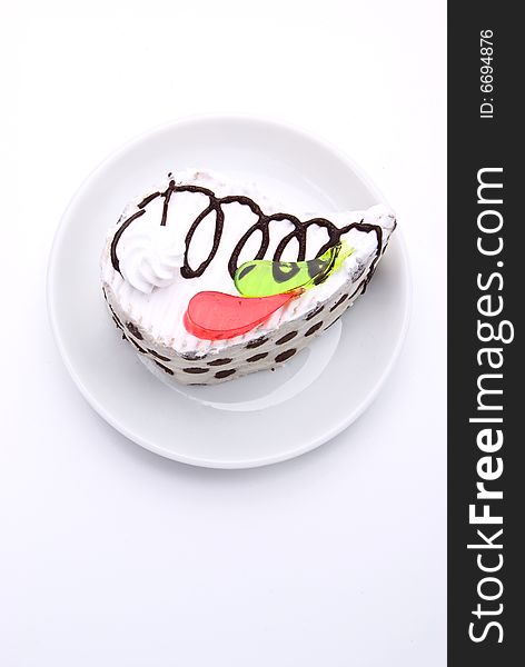 Tasty cake on white plate