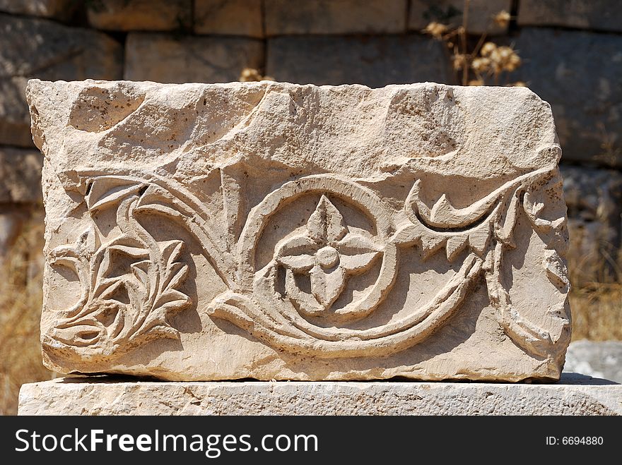 Architectural detail of ancient building. Archaeological site in Patara, Turkey. Architectural detail of ancient building. Archaeological site in Patara, Turkey