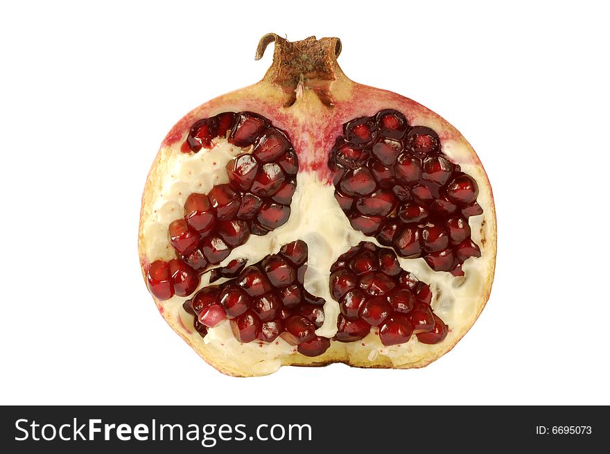 Pomegranate against white background, studio shot