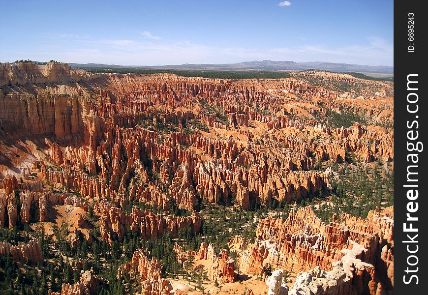 The Bryce Canyon at the midday. The Bryce Canyon at the midday