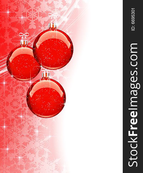 Colorful Christmas balls with snowflakes background. Colorful Christmas balls with snowflakes background