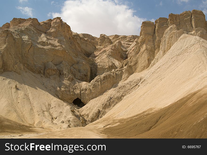 Cave in Judea desert close to the Dead Sea, Israel