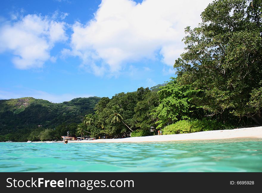 Tropical beach on an island in the Indian Ocean