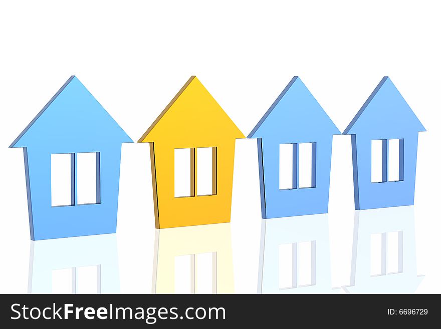 Unique golden house isolated in white background