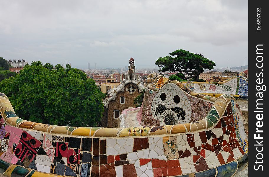 Gardens Gaudi in Barcelona in Spain
