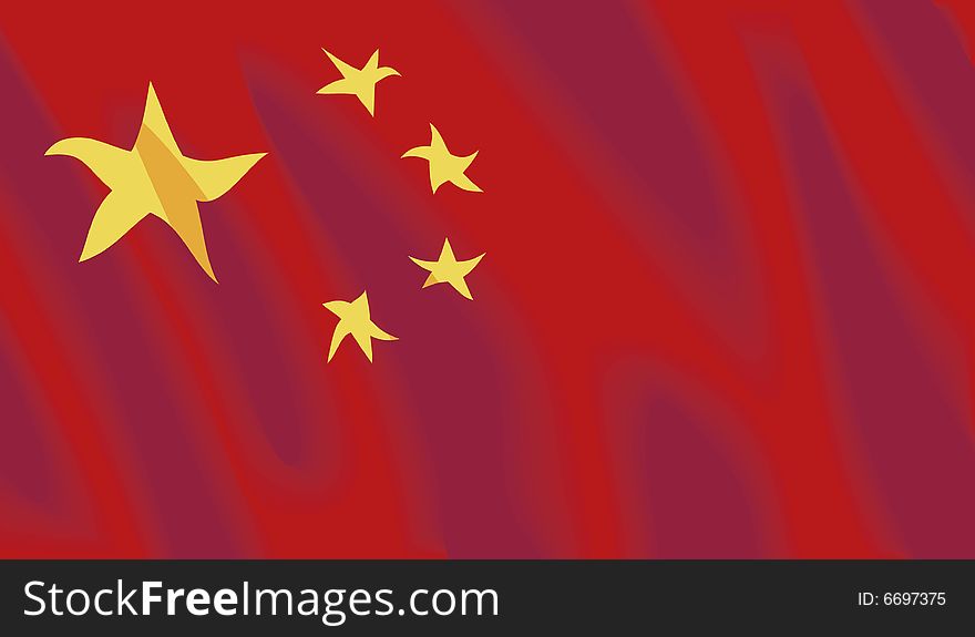 Waving flag of China in vector format. Waving flag of China in vector format