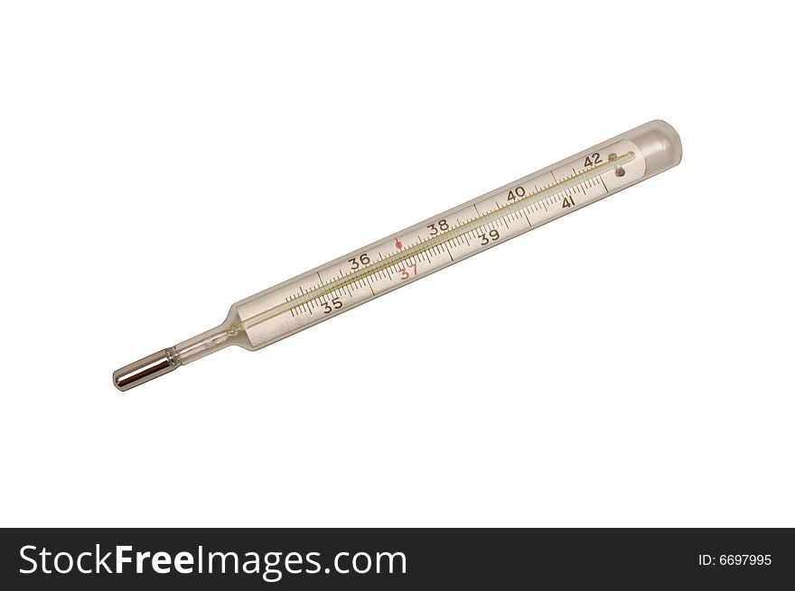 Glass thermometer isolate on a white