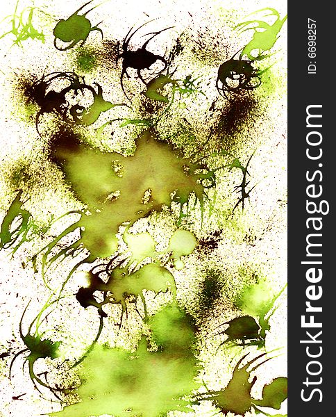 Abstract background with green splashes and stains