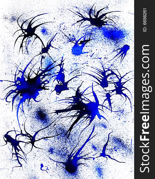Abstract background with dark blue splashes and stains