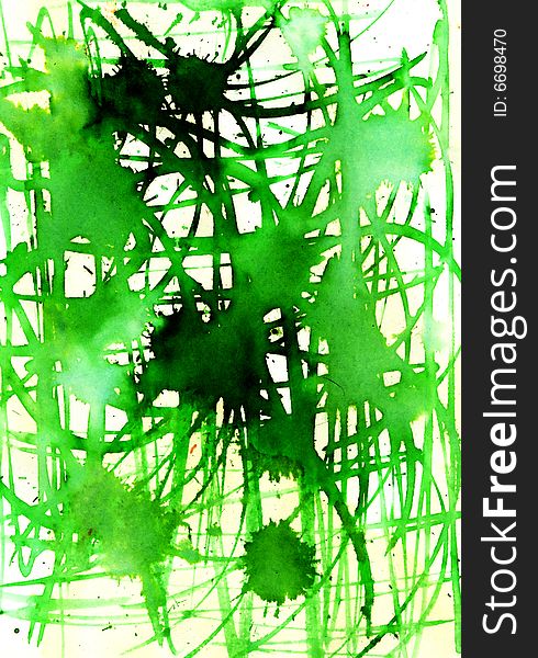 Abstract background with green stains on the white
