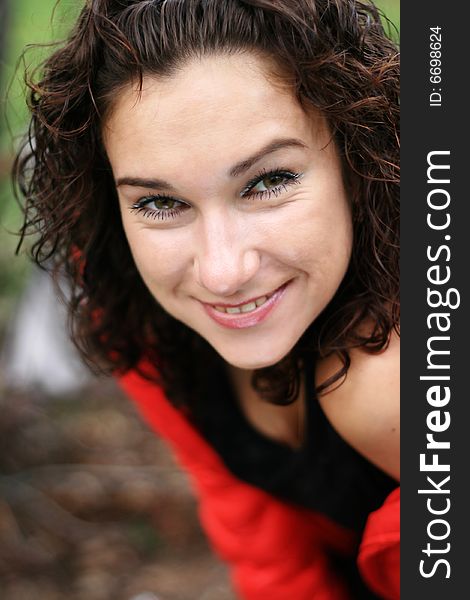 Portrait of a beautiful young lady (small DOF,focus on eyes). Portrait of a beautiful young lady (small DOF,focus on eyes)