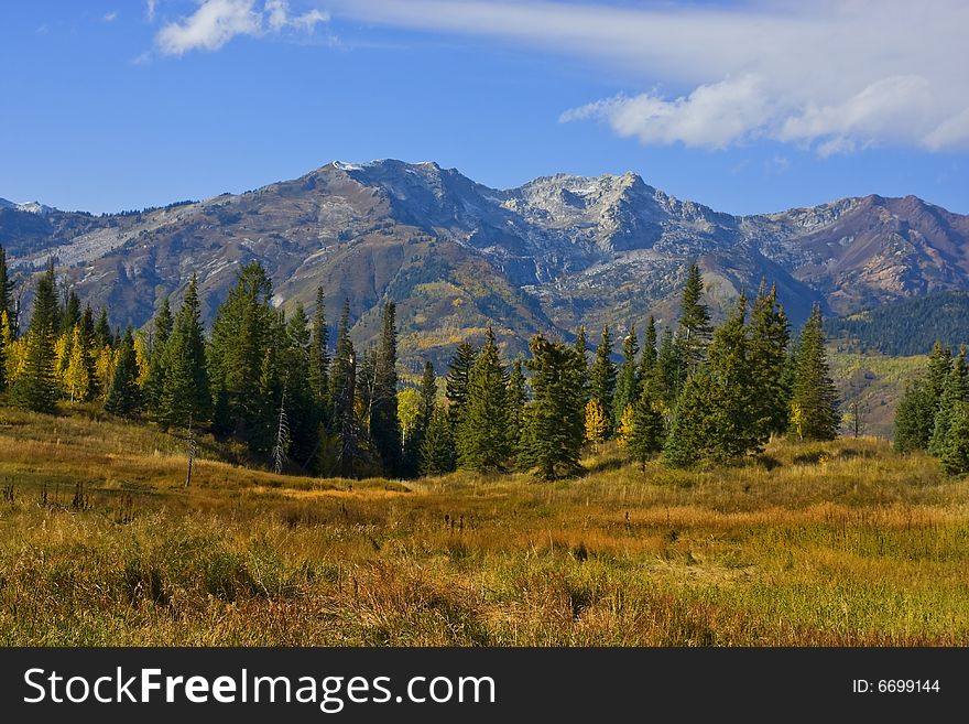 Mountain Flat int the Fall with Mountains in the background. Mountain Flat int the Fall with Mountains in the background