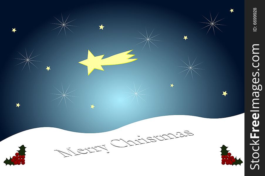 Merry Christmas illustration with a hill full of snow. Merry Christmas illustration with a hill full of snow