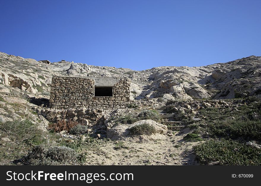 Old ruins of a house at les goudes, marseille, france. Old ruins of a house at les goudes, marseille, france