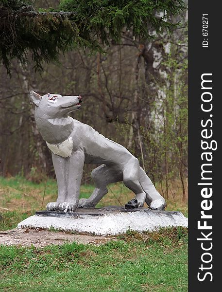 Monument to the wolf near city Mishkin in Yaroslavl area