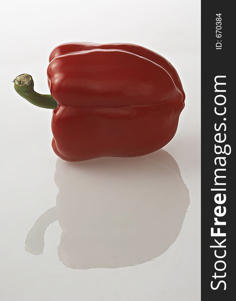 Red pepper with reflaection