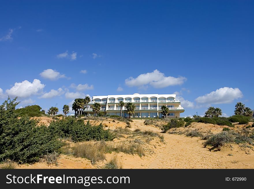 Luxury hotel on the Spanish coast next to the beach on the Costa de la Luz. Luxury hotel on the Spanish coast next to the beach on the Costa de la Luz