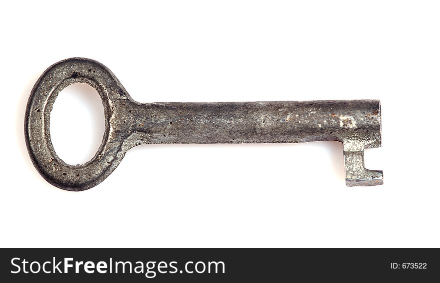Old key on white
