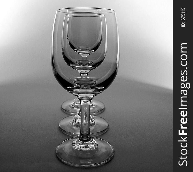 Wine glasses in black and white
