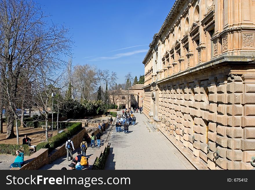 Beautiful building and architecture of the ancient Alhambra Palace in Granada on the Costa del Sol in Spain. Beautiful building and architecture of the ancient Alhambra Palace in Granada on the Costa del Sol in Spain