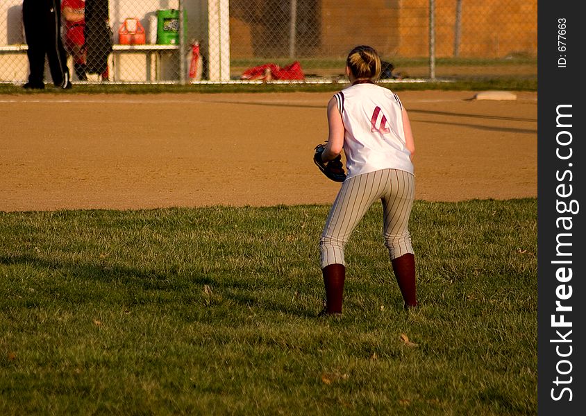 Female Softball Player. Right Fielder