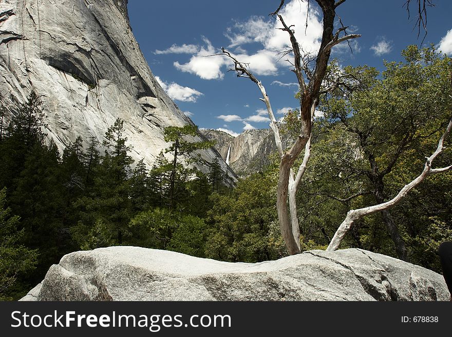 Yosemite valley with the fall in the background