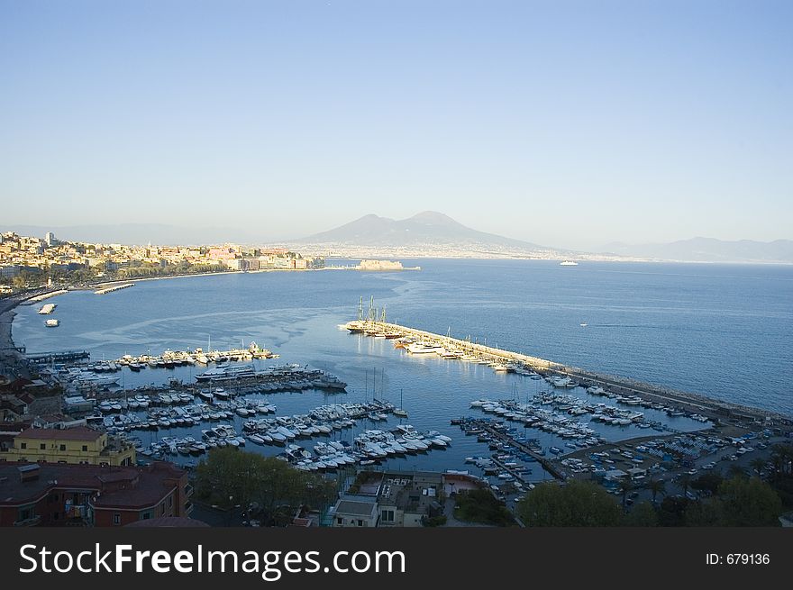 Stunning view of Naples and it's gulf with Vesuvio volcano. Stunning view of Naples and it's gulf with Vesuvio volcano