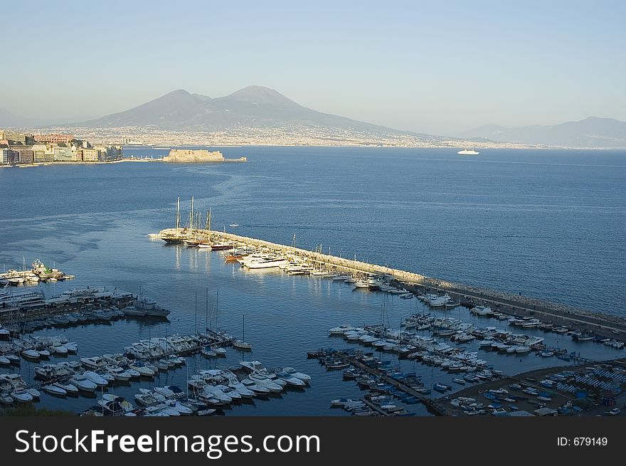 Stunning view of Naples and it's gulf with Vesuvio volcano. Stunning view of Naples and it's gulf with Vesuvio volcano