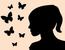Girl And Butterflies Stock Photography