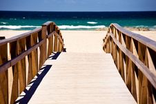 Wooden Stairs On Deserted Beach Dunes Stock Photo