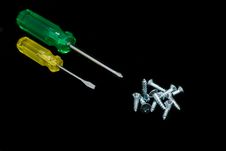 Screwdrivers And Screws Royalty Free Stock Photo