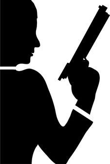 Woman With Revolver Stock Photo