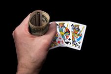 Cards And Money In Hand Royalty Free Stock Images Cards And Money In Hand Royalty Free Stock Images