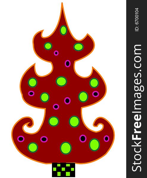 Decorative red Christmas Tree - vector