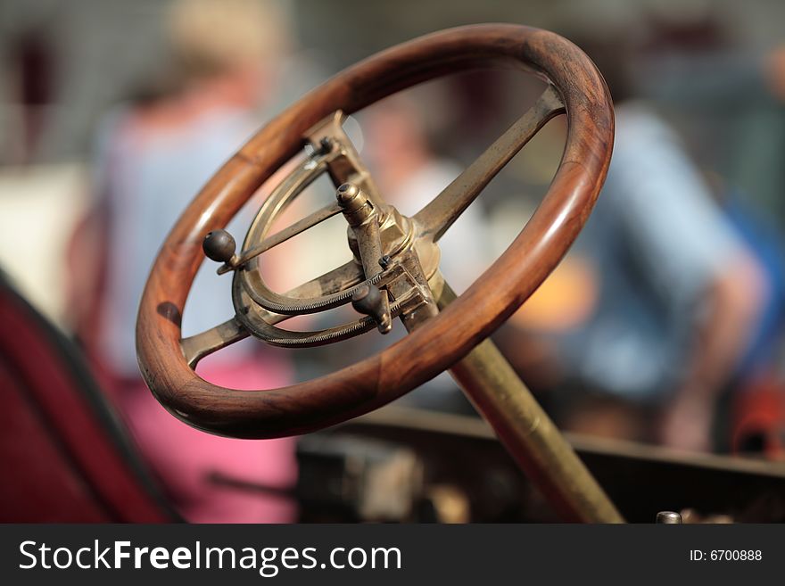 Steering wheel of retro car