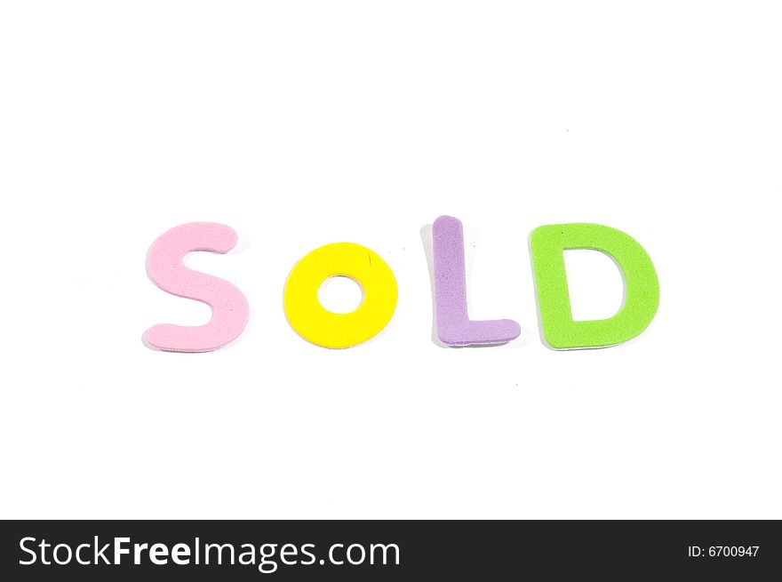 Sold in colorfull letters