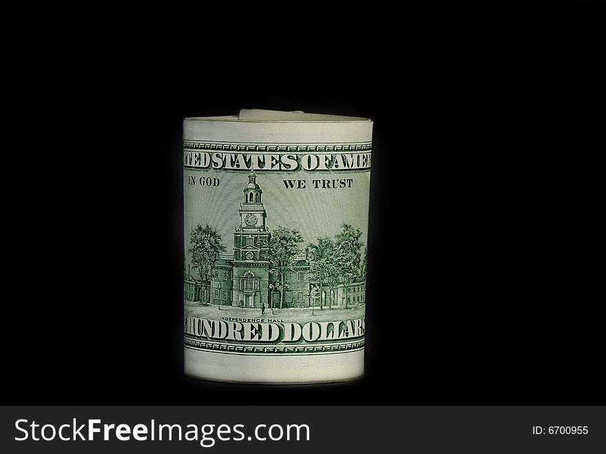 Pack of dollars of the USA on a black background