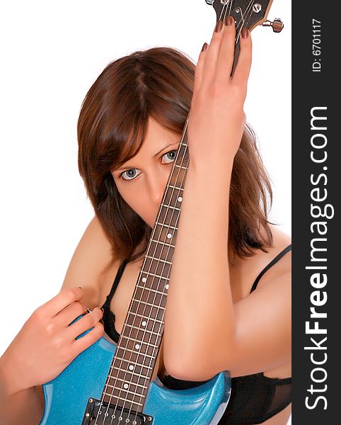 Young Beautiful Woman With Guitar