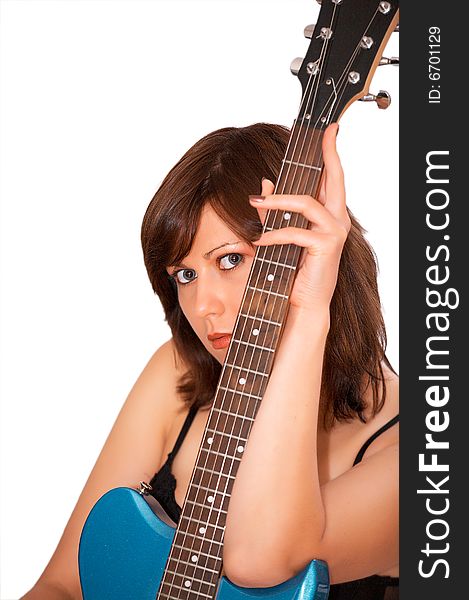 Young Beautiful Woman With Guitar