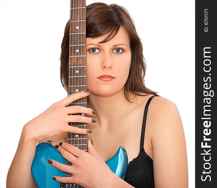 Young Beautiful Woman With Guitar