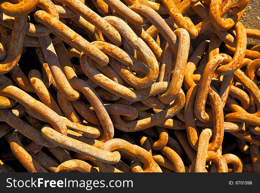 Background of old rusty chains