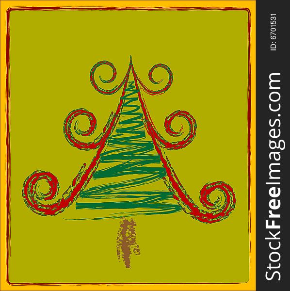 Decorative green Christmas Tree - vector