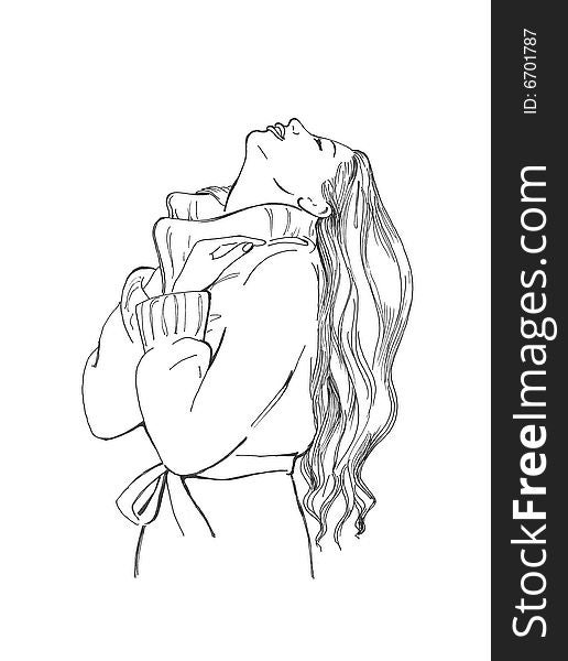 Woman with long hair illustration