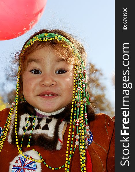 Child shows emotions to joys, delight