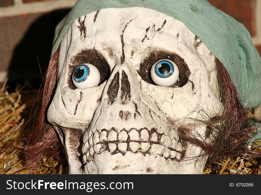 Image of scary halloween mask and skull. Image of scary halloween mask and skull