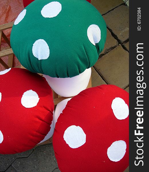 Green and red mushrooms - toys