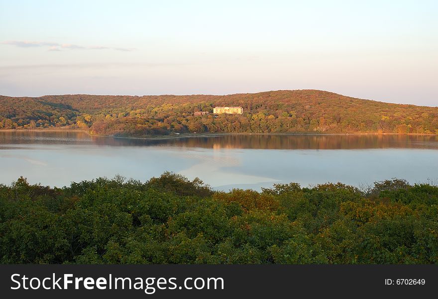 Sea And Forest Autumn Scenery (landscape).