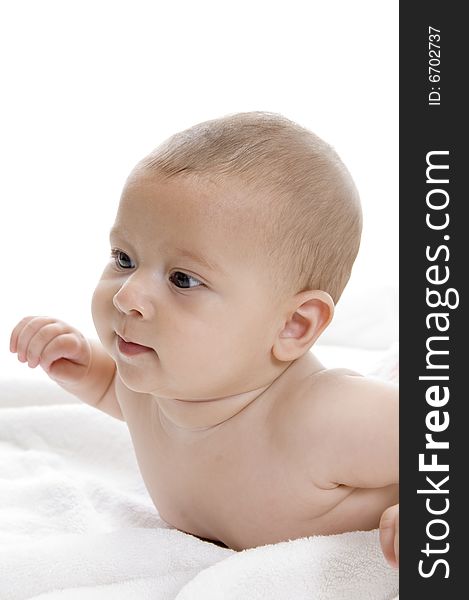 Smiling baby lying with white background