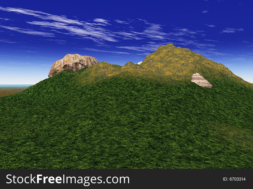 Illustration of a rural hill top. Illustration of a rural hill top.