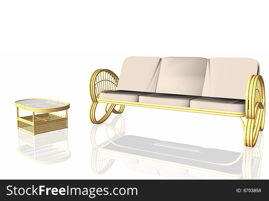 Relax sofa in rattan with table. Relax sofa in rattan with table.